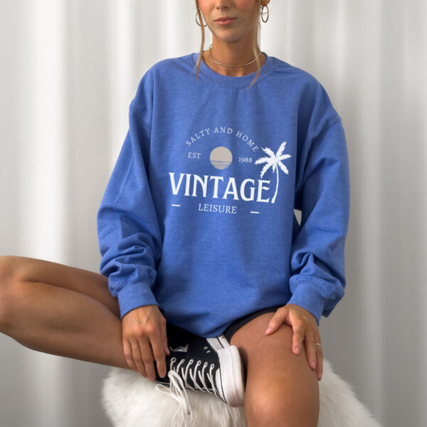 SALTY VINTAGE | Oversized Crewneck in HEATHER SPORT ROYAL Thumbnail